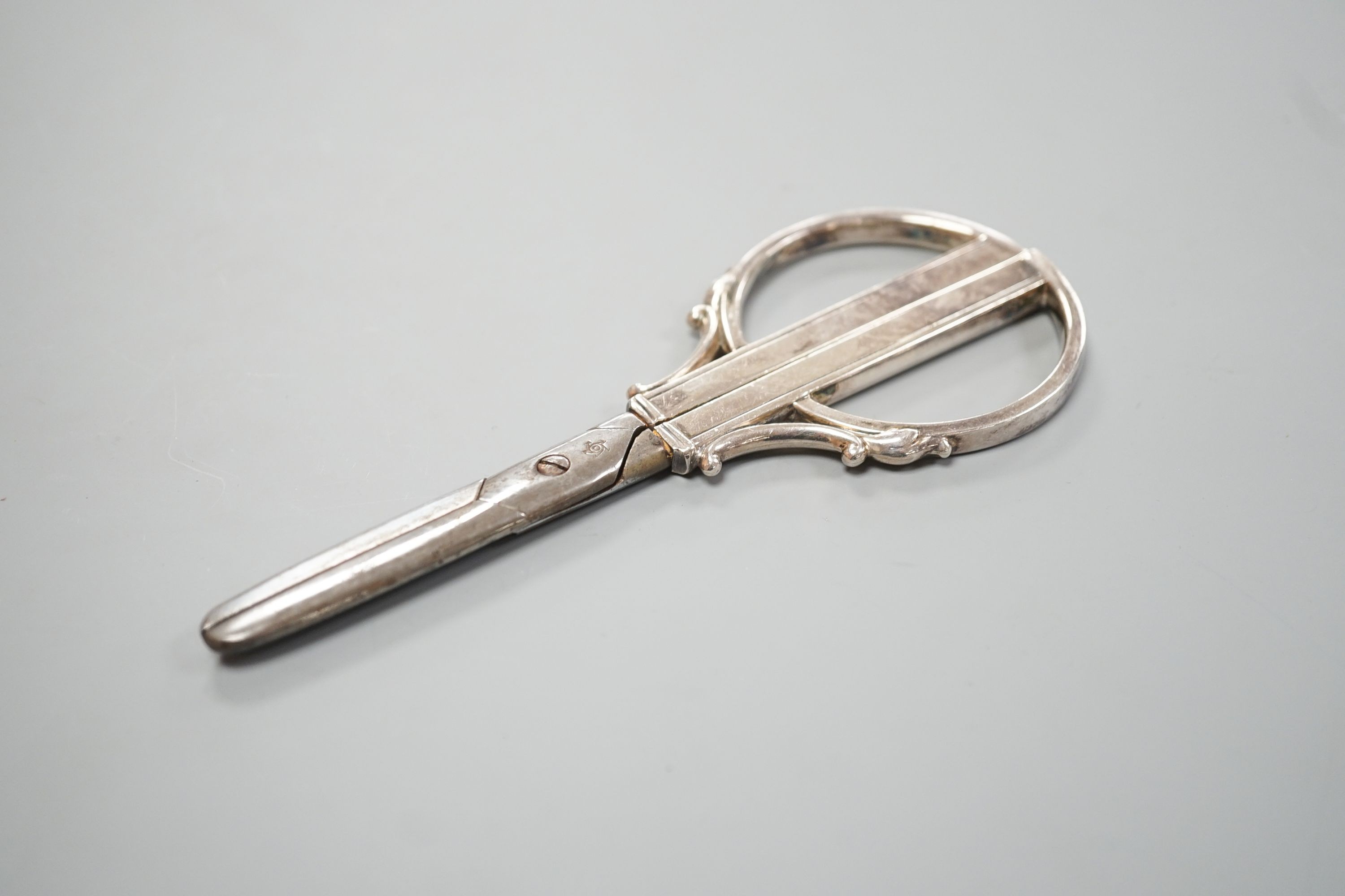 A pair of mid 20th century Danish sterling and steel scissors, by Svend Toxvaerd, 14.7cm.